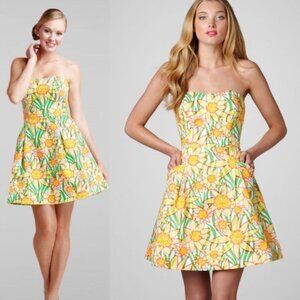 Lilly Pulitzer Wyatt Strapless Dress Yellow 92911 Size 2